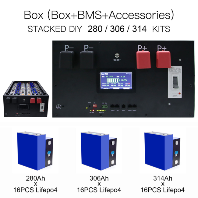 YTONG 16S 280Ah 300Ah 314Ah 15KW  Lifepo4 Battery Box Rack  DIY Kit 16S Jk BMS 51.2 48 V Voltage Battery