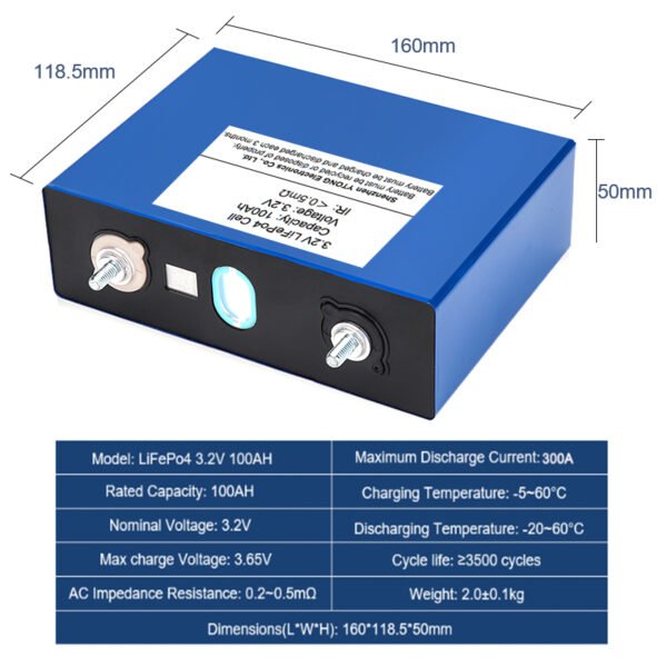 Hot Sales Lower Price CATL 100Ah Prismatic Lifepo4 Battery Cell 3.2v Lifepo4 Battery Cell 3.2v 100ah with Burbar and Bolts