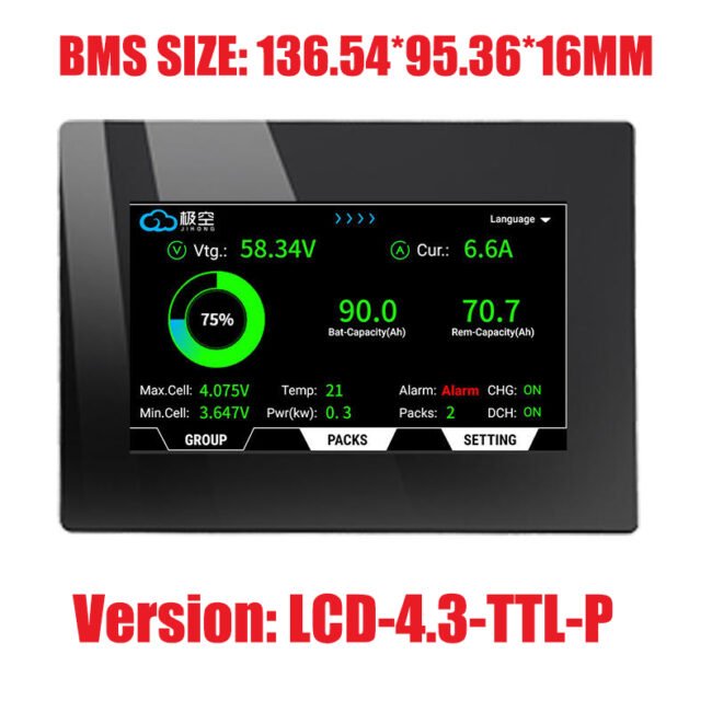 DIY LFP 48V 200Ah Battery with JK BMS 16S 48V 51.2V 200A BMS JK-PB2A16S20P 4.3 inch display for Home Storage Battery