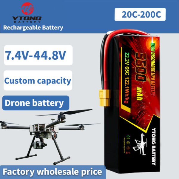 高倍率22.2v 5.5ah 2 High Power 6S 22.2V Lipo Battery 3S 6S 60C 100C 6000mAh 8000mAh 10000mAh 11.1V 22.2V RC Toy Drone Battery for FPV UAV Drone