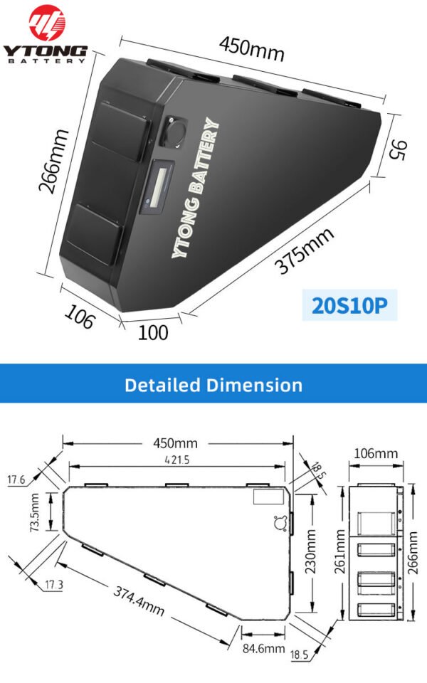 Customizable Electric Bike Batteries 48V 35Ah 50AMP Lithium Triangle Battery Pack With Charger and BMS