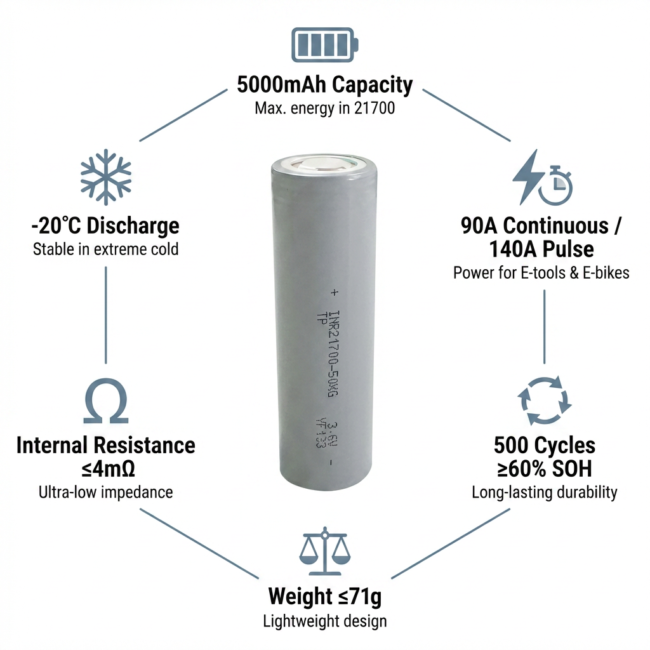 INR21700 5000mAh 90A battery